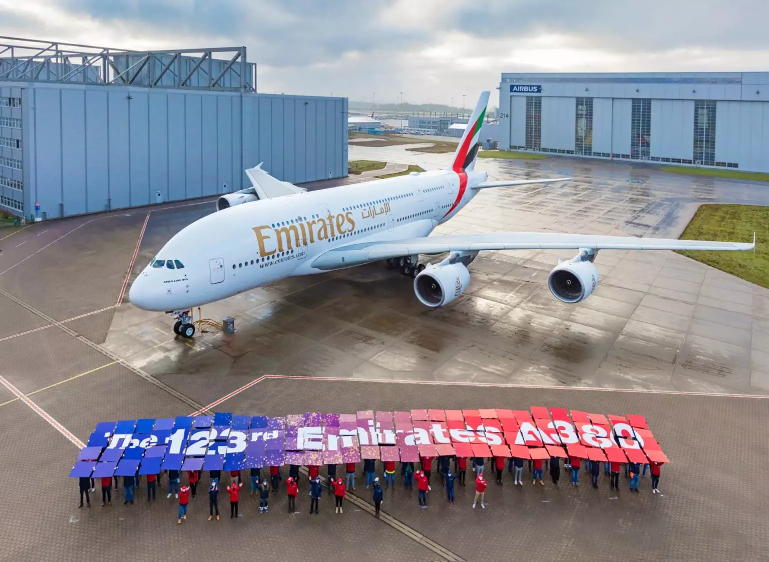 Emirates has taken delivery of the last Airbus A380 bringing the entire double-decker jet program to a close Emirates has taken delivery of the last Airbus A380 bringing the entire double-decker jet program to a close