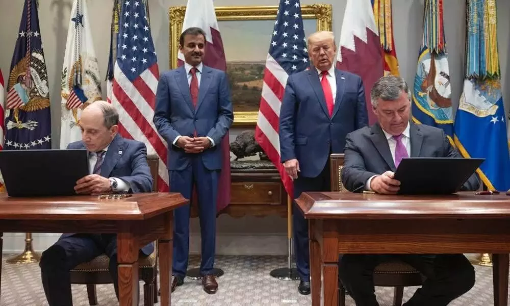 Signing ceremony held at the White House for five B777Fs on July 9, 2019. (Photo: Qatar Airways) Signing ceremony held at the White House for five B777Fs on July 9, 2019. (Photo: Qatar Airways)