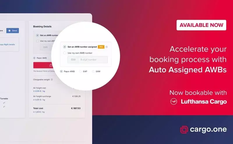 Lufthansa Cargo, cargo.one debut auto-assigned Air Waybill (AWBs) Lufthansa Cargo, cargo.one debut auto-assigned Air Waybill (AWBs)