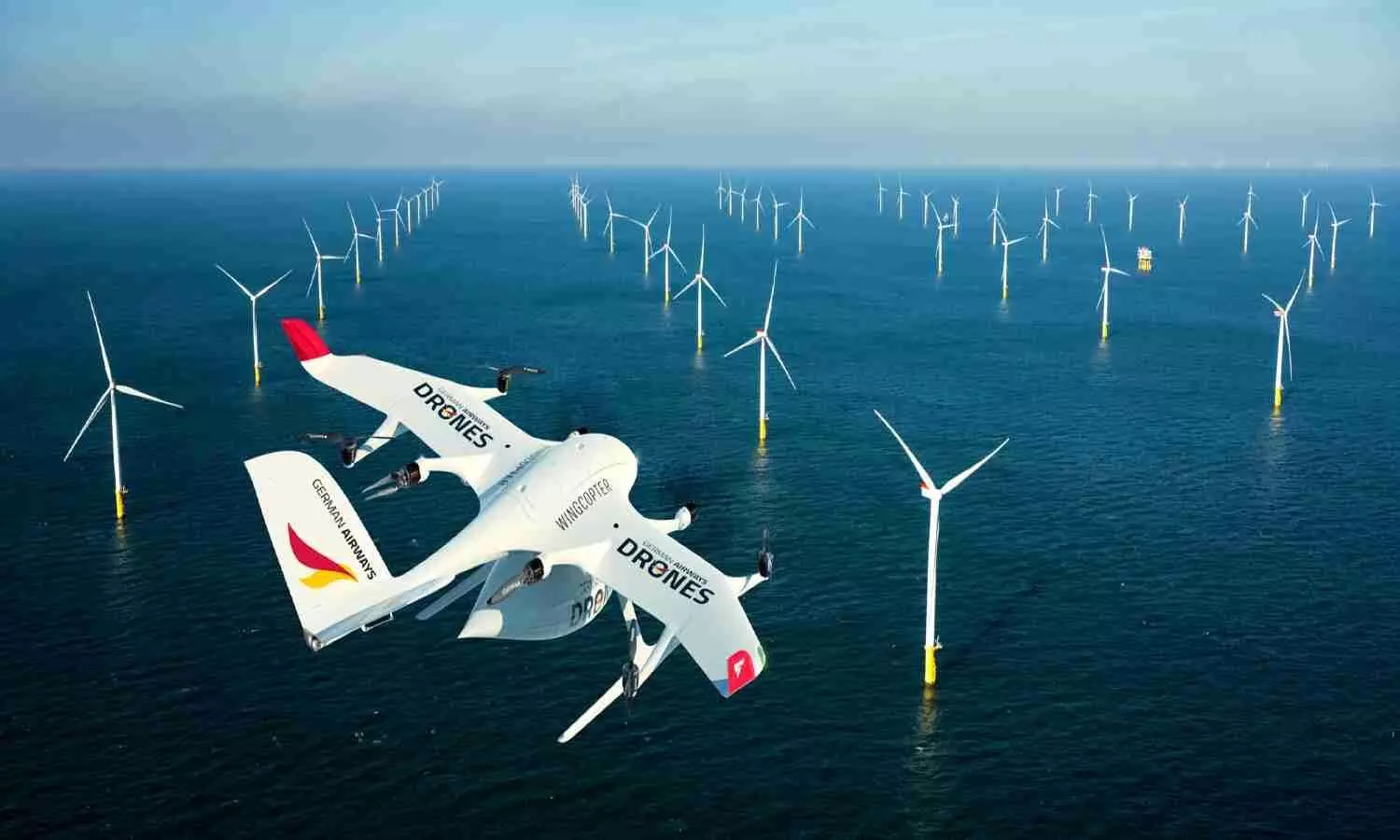 Key visual of Wingcopter in collaboration with German Airways Key visual of Wingcopter in collaboration with German Airways