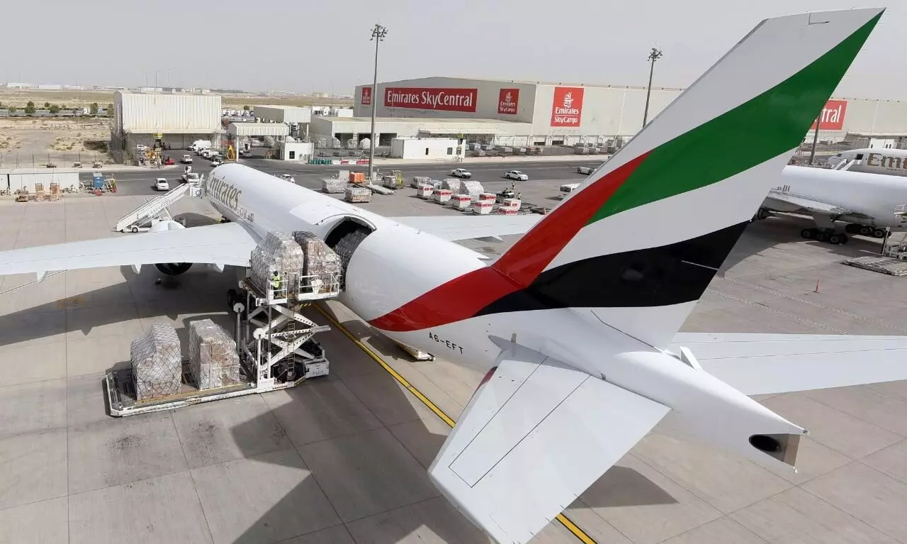 Emirates SkyCargos new B777 freighter lands in Dubai with full load