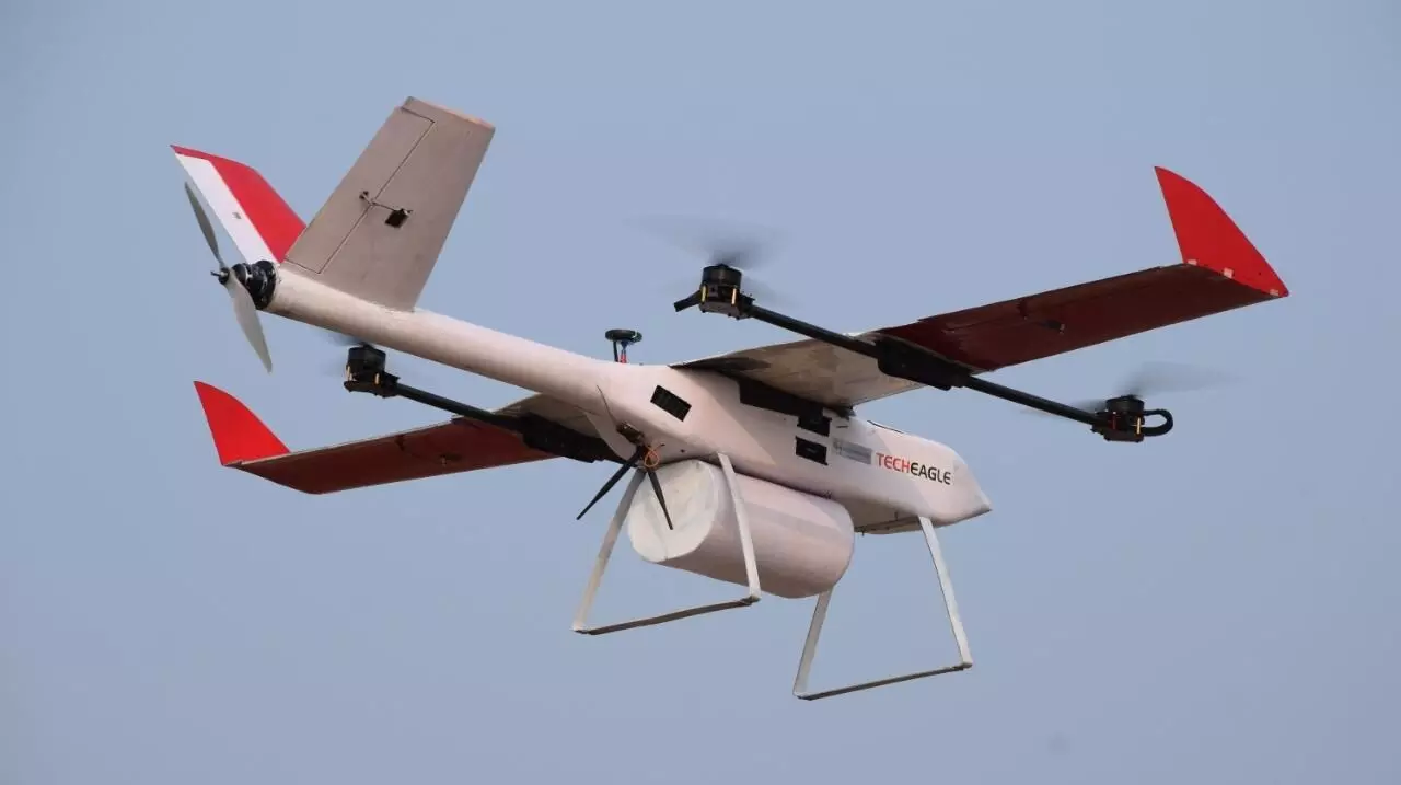 TechEagle drone delivers India Post mail in Kutch, Gujarat TechEagle drone delivers India Post mail in Kutch, Gujarat