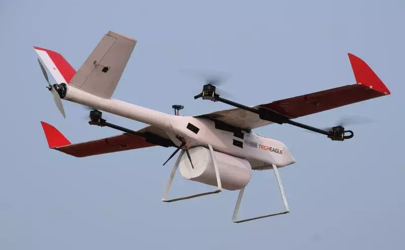 TechEagle drone delivers India Post mail in Kutch, Gujarat TechEagle drone delivers India Post mail in Kutch, Gujarat