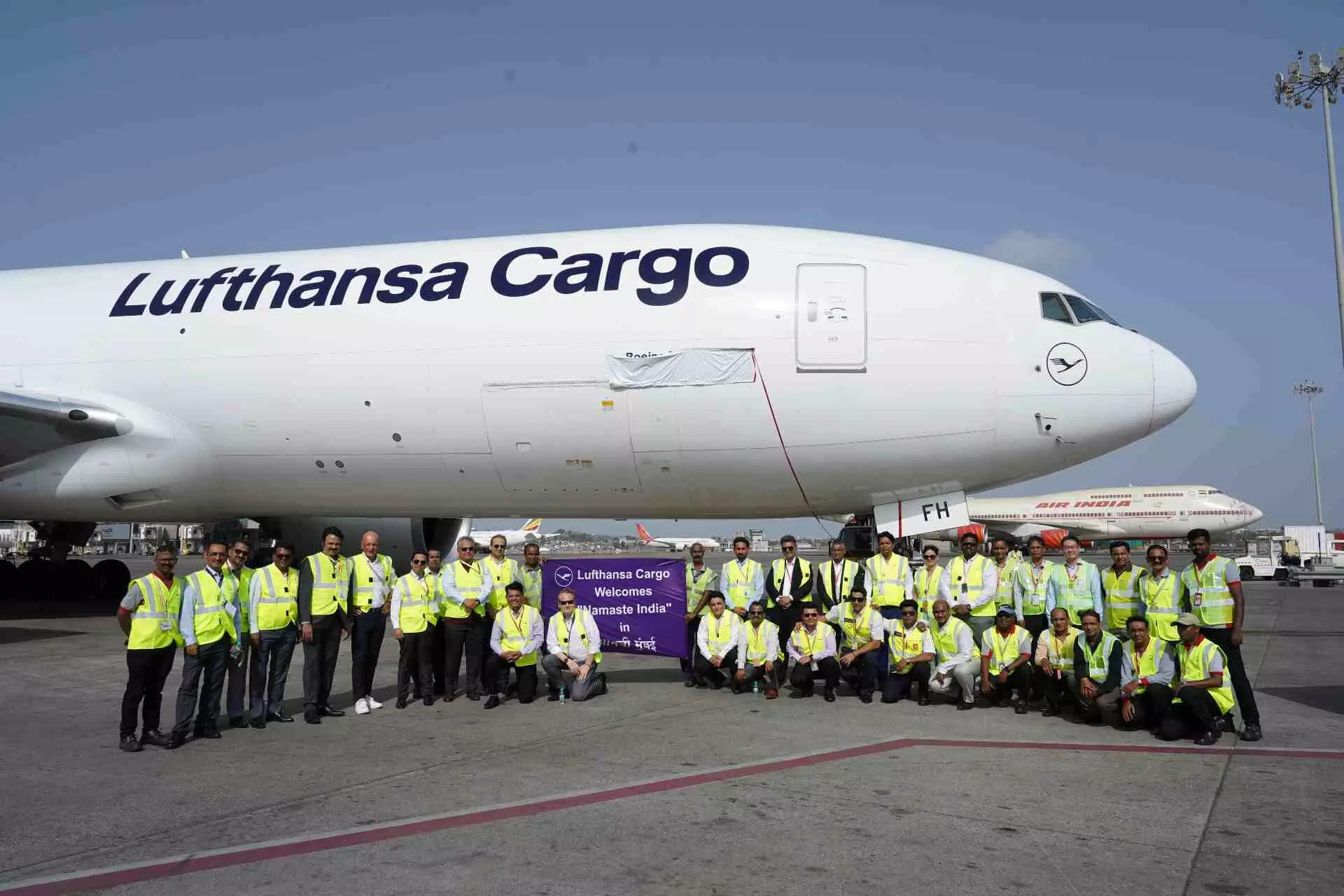 Lufthansa Cargo B777F freighter Namaste India touches down in Mumbai