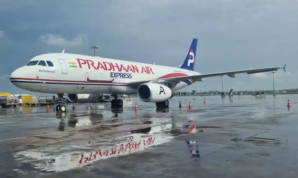 Pradhaan Air Express first aircraft lands in New Delhi Pradhaan Air Express first aircraft lands in New Delhi