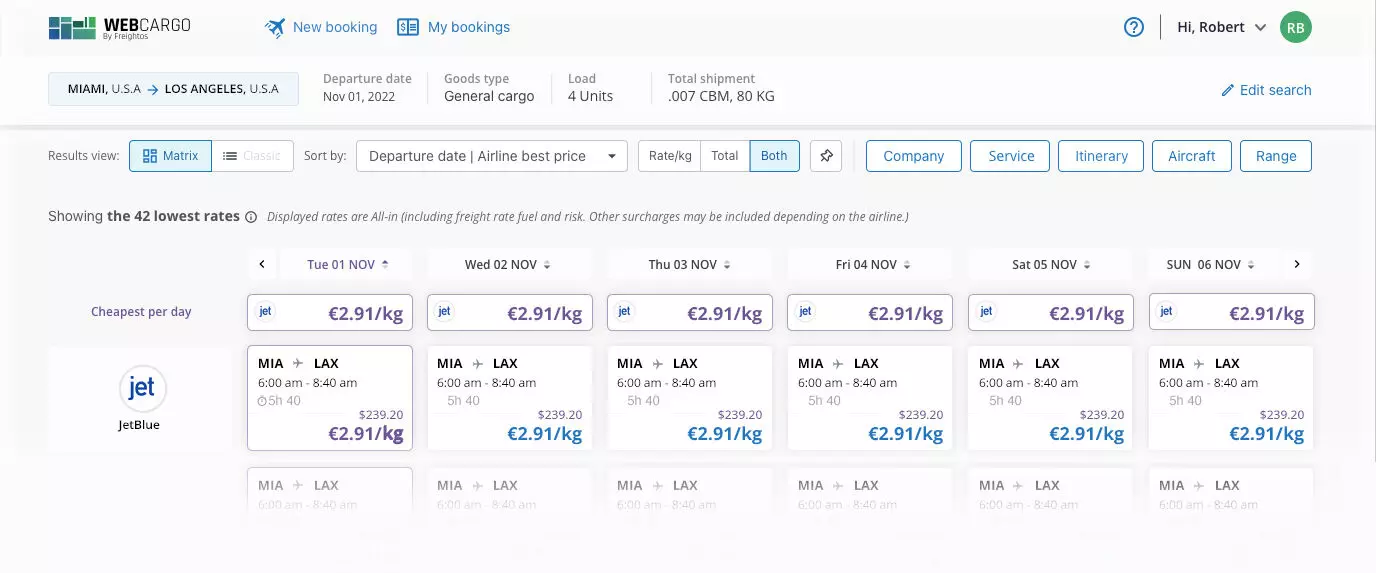 JetBlue Cargo, operated by AeroNex Cargo to go the digital route for  US forwarders via WebCargo