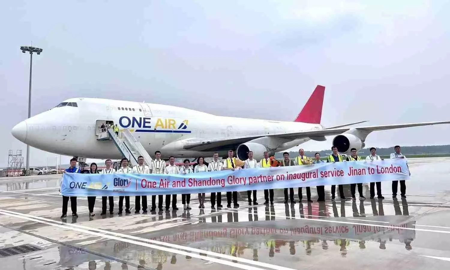 Celebrating in China as One Airs first commercial flight prepares to depart from Jinan-Shandong
