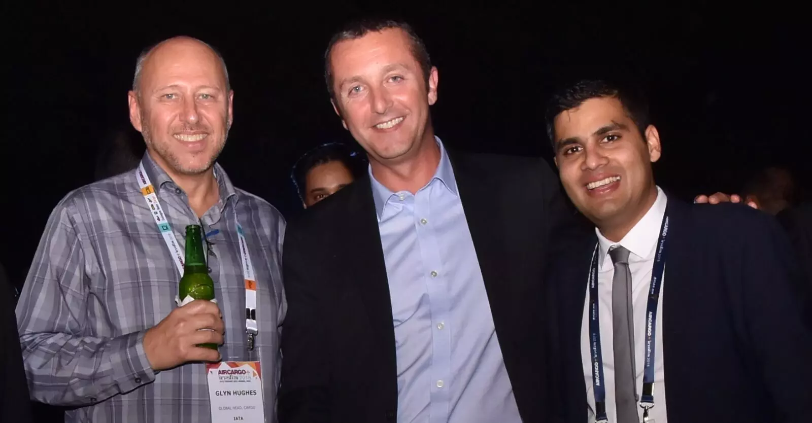 Guillaume Halleux at Air Cargo India 2018 in Mumbai with Glyn Hughes (L) and Priyo Patra (R)