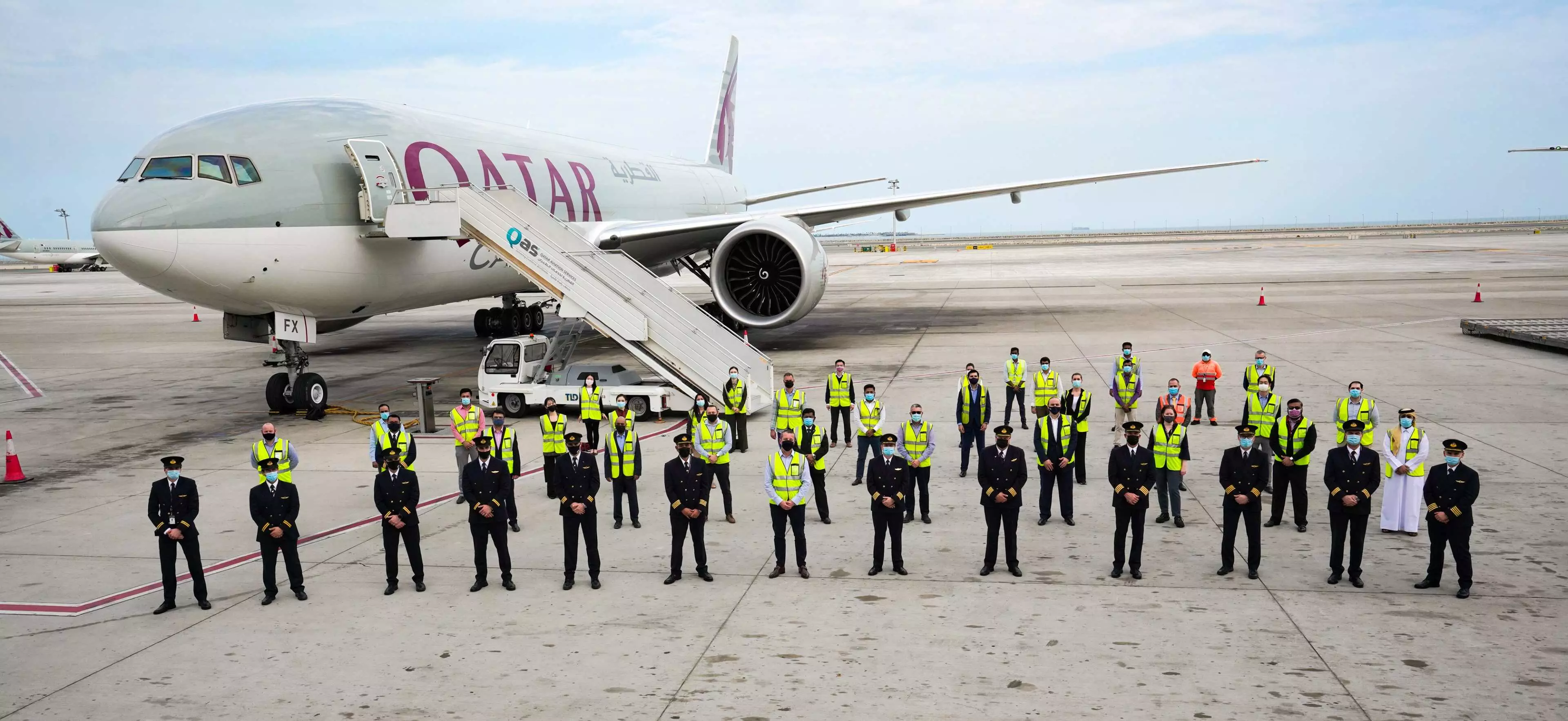 QR Cargo team welcoming 3 B777Fs on January 1, 2021 in Doha