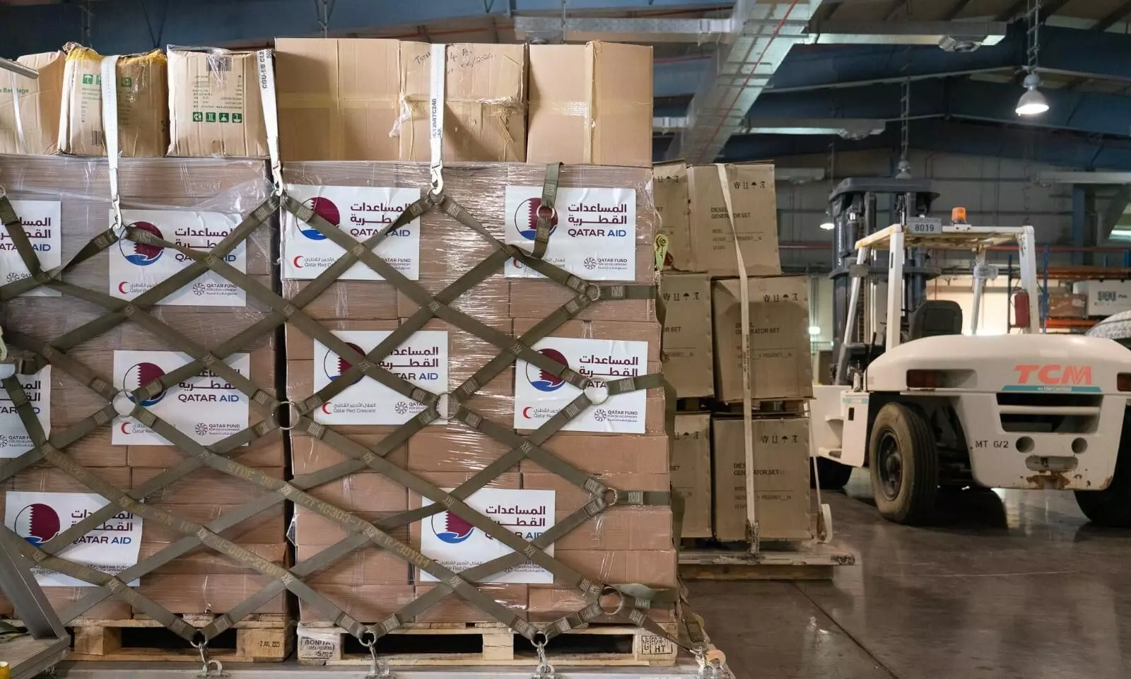 Qatari Air Bridge planes arrive at Benina Airport, Libya with aid