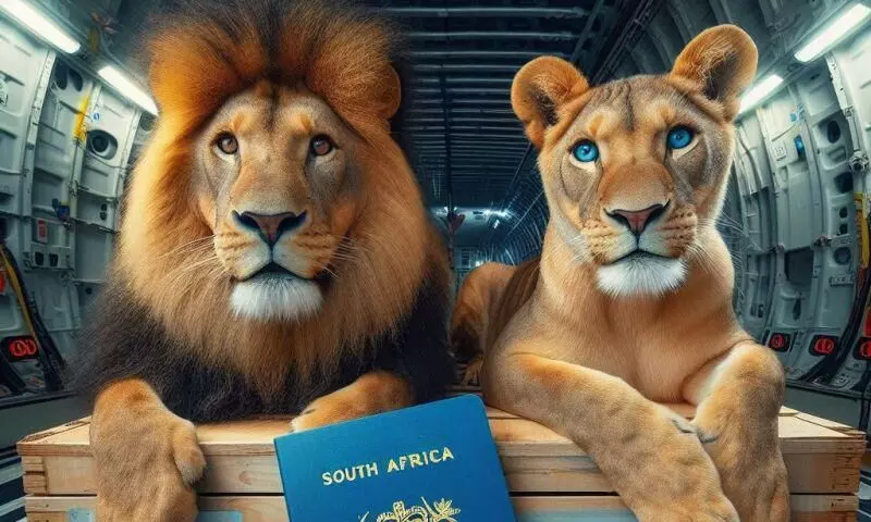 AFKLM Martinair Cargo transports two lions to South Africa