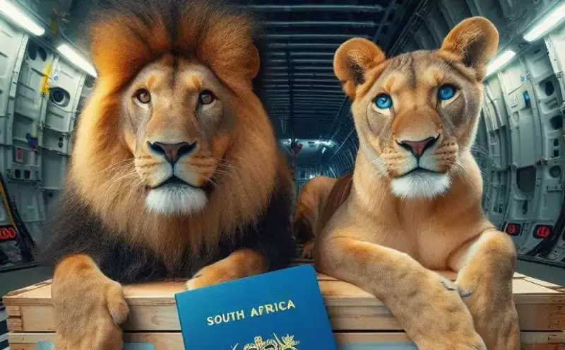 AFKLM Martinair Cargo transports two lions to South Africa AFKLM Martinair Cargo transports two lions to South Africa