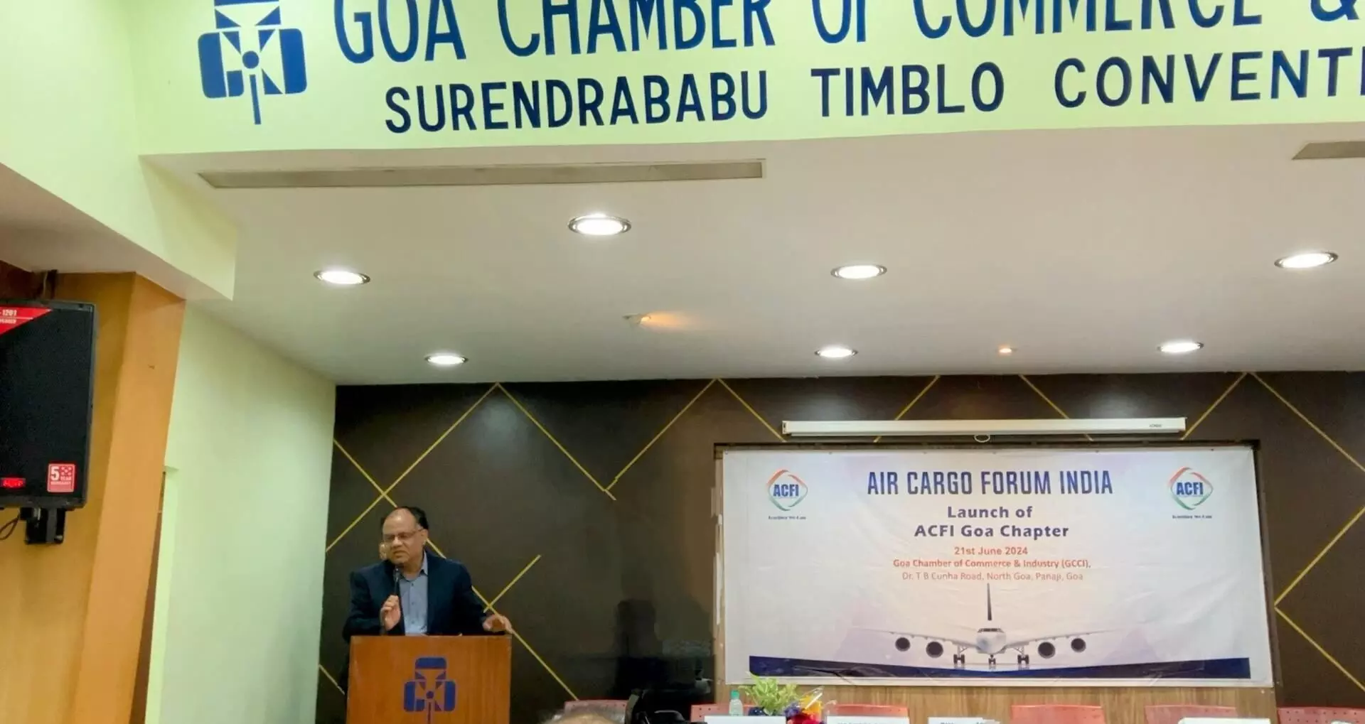 Thakur Purushottam Singh, Business Head of Goa Air Cargo at Manohar International Airport (GOX) Mopa, during his speech after he was appointed the Chairman of ACFI Goa Chapter Thakur Purushottam Singh, Business Head of Goa Air Cargo at Manohar International Airport (GOX) Mopa, during his speech after he was appointed the Chairman of ACFI Goa Chapter