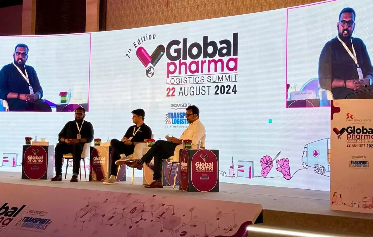 Vishnu Ramakrishnan, Head of Business and Product Commercialisation at The ePlane Company and Rishabh Gupta, Co-Founder of Redwing Labs, in a conversation with Reji John, Editor at STAT Media Group during the Global Pharma Logistics Summit 2024. Vishnu Ramakrishnan, Head of Business and Product Commercialisation at The ePlane Company and Rishabh Gupta, Co-Founder of Redwing Labs, in a conversation with Reji John, Editor at STAT Media Group during the Global Pharma Logistics Summit 2024.