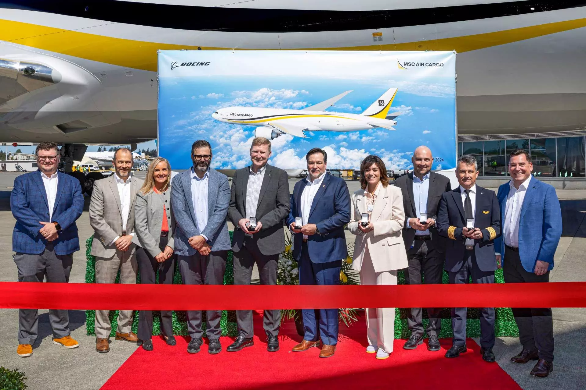 Jannie Davel with his team during the delivery of the fifth B777F from Boeing in May 2024 Jannie Davel with his team during the delivery of the fifth B777F from Boeing in May 2024