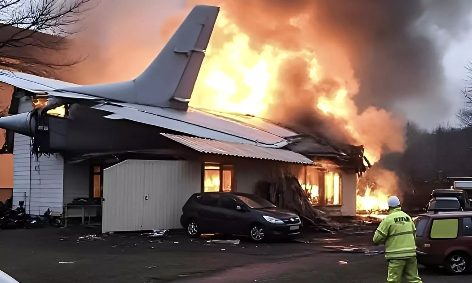 DHL plane crashes into house near Lithuania airport, killing one
