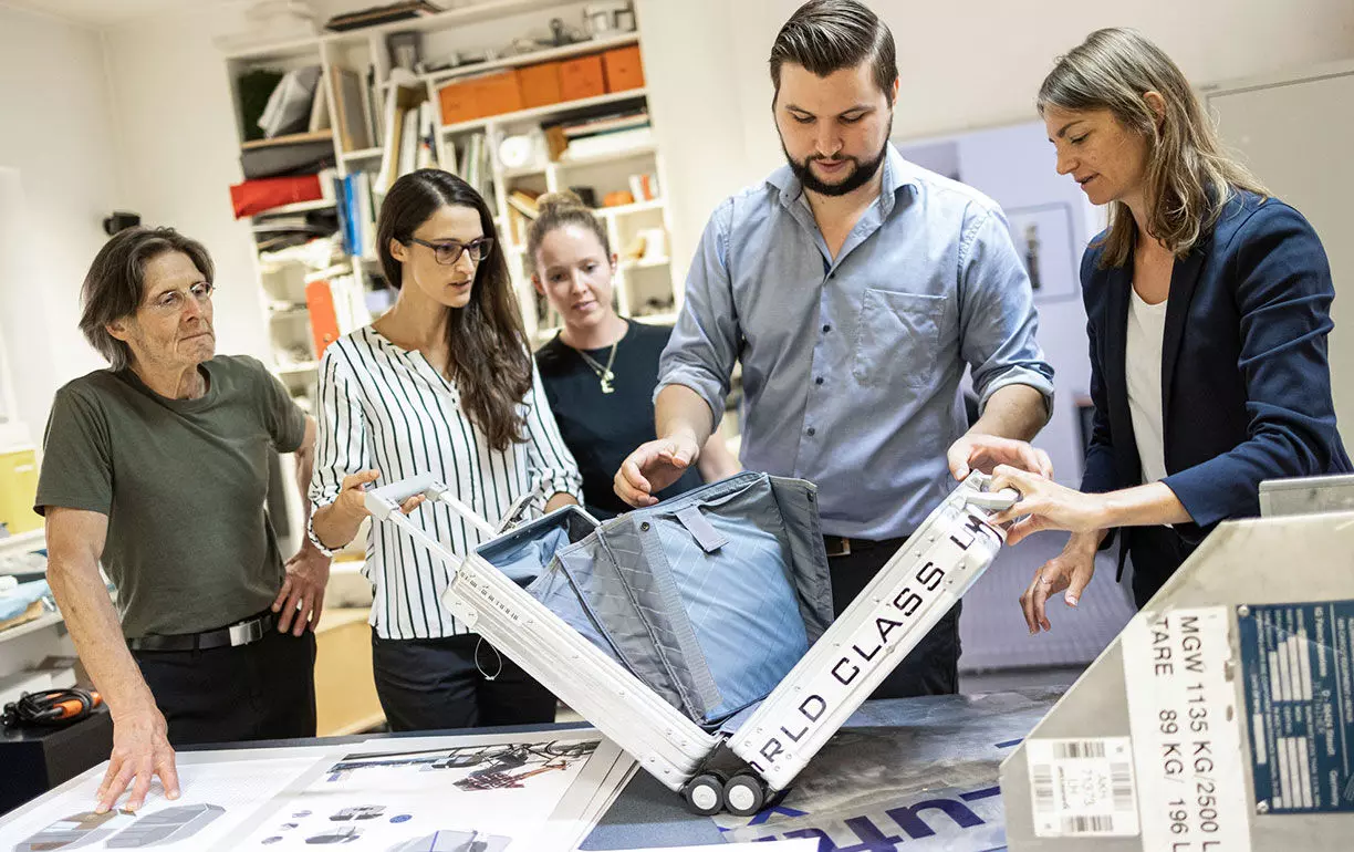 Lufthansa Cargo upcycled old freight containers into innovative products like travel trolleys and clocks.