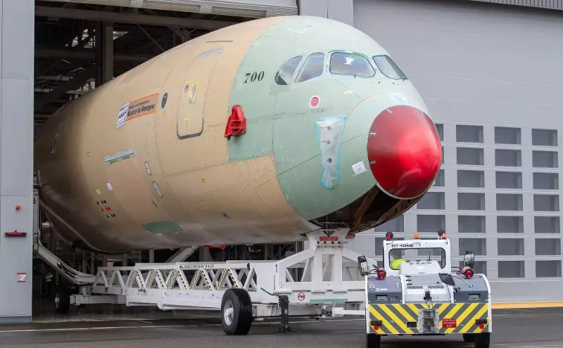 First Airbus A350F’s entire fuselage arrives in Toulouse First Airbus A350F’s entire fuselage arrives in Toulouse