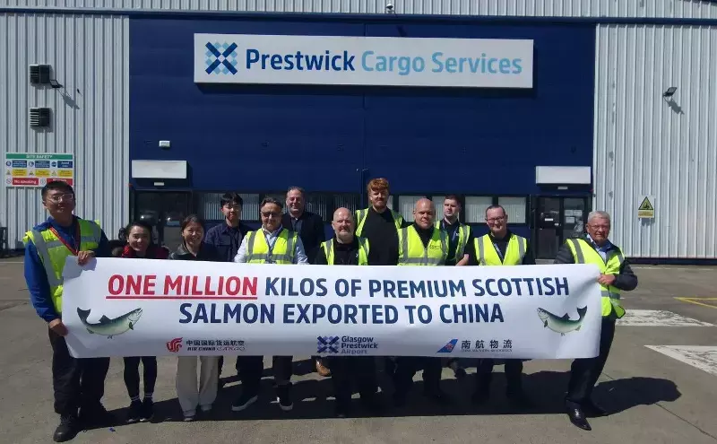 Prestwick Airport ships one million kg of Scottish salmon in 2026
