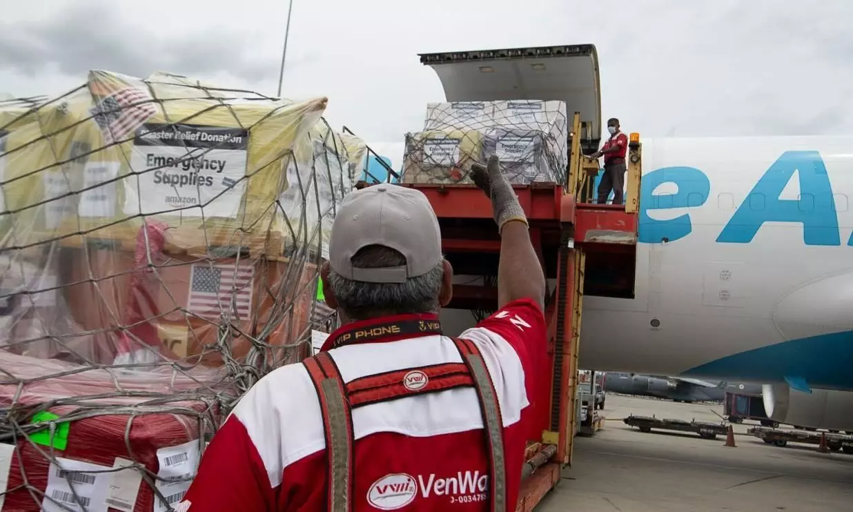 Amazon launches Venezuela relief air bridge Amazon launches Venezuela relief air bridge