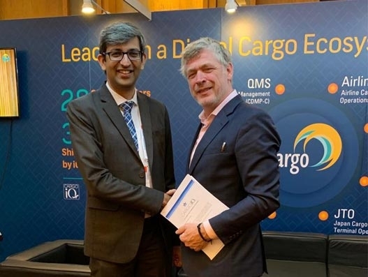 Radhesh Menon, head, product management and strategy, air cargo LoB, IBS Software with Ariaen Zimmerman, executive director, Cargo iQ. Air Cargo