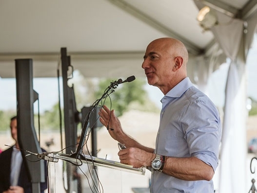 Jeff Bezos, Amazon founder and CEO, speaking at the Amazon Air ground breaking event in Hebron, KY Air Cargo