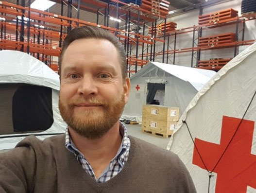 Jesper Ranch, disaster response and preparedness manager of Red Cross at DSV's warehouse. Logistics