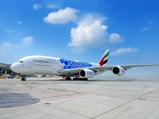 Emirates’ A380 will be decorated in blue livery, representing the ‘mobility’ theme of Expo 2020. Aviation