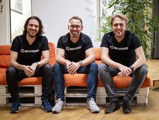 (L-R): Maximilian Schäfer, co-founder and MD; Philipp Ortwein, co-founder and MD, and Markus J Doetsch, chief technology officer of InstaFreight. Others