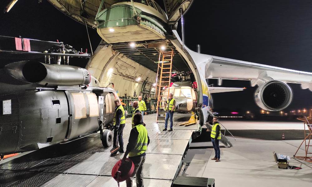 Antonov Airlines transports five Black Hawk helicopters Antonov Airlines transports five Black Hawk helicopters