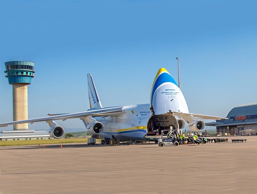 Antonov An-124, the jumbo craft delivers the largest cargo to Dube TradePort