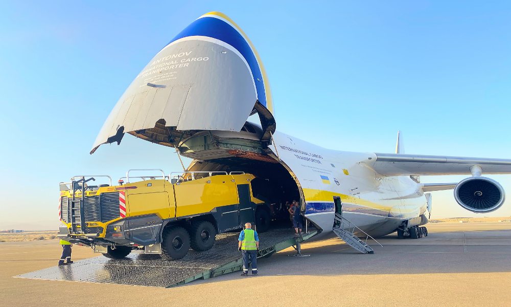 Antonov flies three fire trucks from Middle East to Central Asia on a single AN-124-100 Antonov flies three fire trucks from Middle East to Central Asia on a single AN-124-100