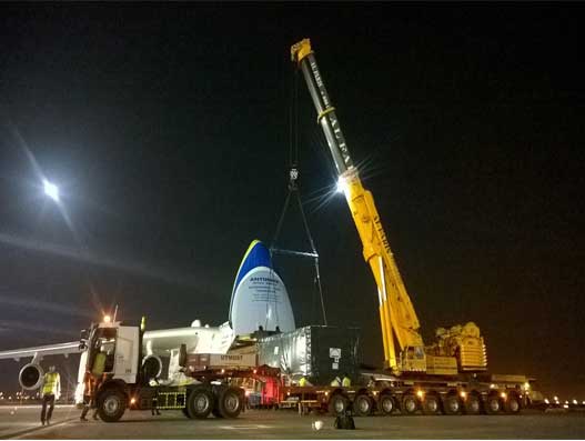 Antonov 225 transports approx. 160 tonnes from Leipzig/Halle Airport to Chile