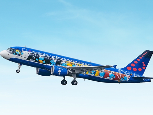 Brussels Airlines’ ‘Aerosmurf’ to showcase its Belgian colours across Europe Brussels Airlines’ ‘Aerosmurf’ to showcase its Belgian colours across Europe