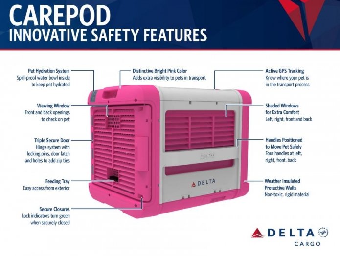Travel for pets made easier and safer by Delta Cargo using CarePod solutions Travel for pets made easier and safer by Delta Cargo using CarePod solutions