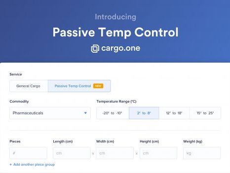 cargo.one offers e-booking of passively cooled shipments
