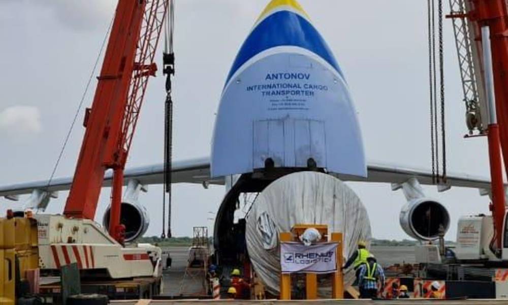Antonov Airlines transports 54-tonne power generation rotor from Ghana to India Antonov Airlines transports 54-tonne power generation rotor from Ghana to India