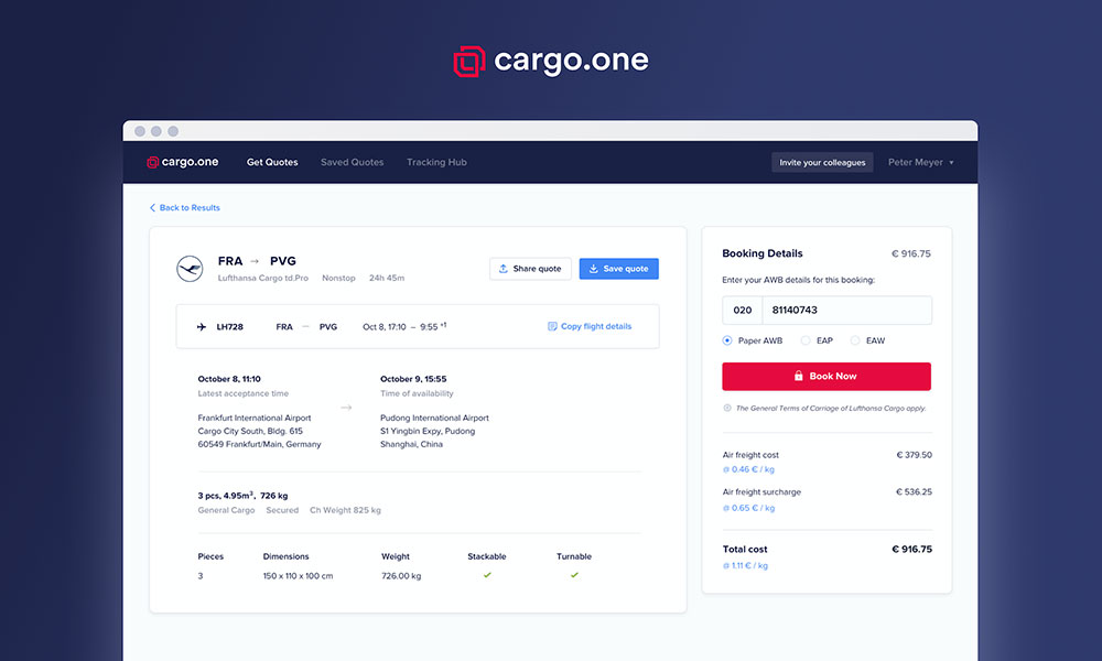 Condor, TUI and Sunclass go live on cargo.one e-booking platform