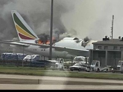 Ethiopian’s B777-200F catches fire at China’s Shanghai airport Ethiopian’s B777-200F catches fire at China’s Shanghai airport