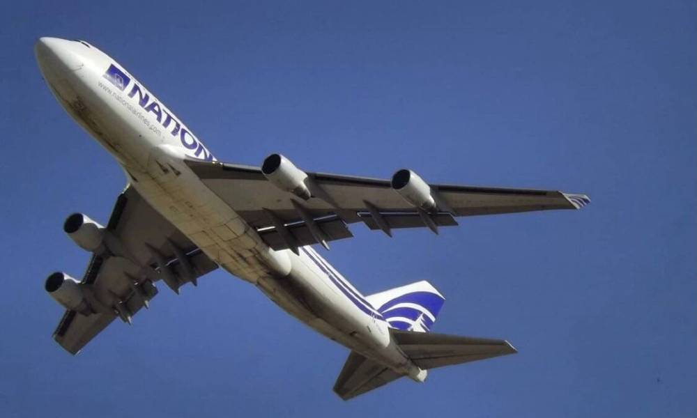National Airlines B747-400F freighter lands in Dubai from Israel National Airlines B747-400F freighter lands in Dubai from Israel