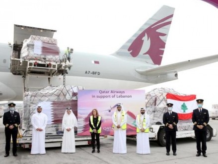 Qatar Airways Cargo moves 45 tonnes of essential supplies to Lebanon Qatar Airways Cargo moves 45 tonnes of essential supplies to Lebanon