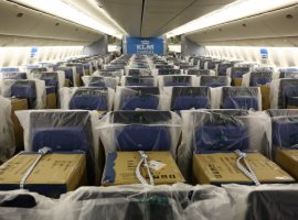 KLM’s first passenger carrier departed, carrying cargo not only in its belly, but also on the passenger seats and in the baggage bins of the aircraft cabin.