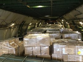 Antonov Airlines’ AN-124-100 airplanes perform flights to carry cargoes necessary to fight the coronavirus from China to European countries.