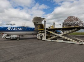 Arriving from Frankfurt to Cologne by truck, the equipment was loaded aboard a Boeing 737-400SF cargo plane for further shipment to Vnukovo International Airport, where ATRAN is based.