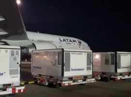 The 10 RAPs of the Hellmann Logistics company were transported with the Pharma Active care that LATAM Cargo offers allowing the setting of the very specific temperature that these sensitive products required.